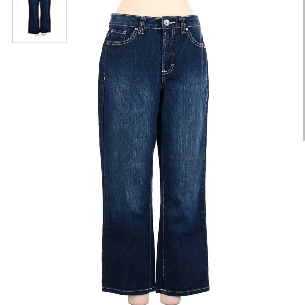 Nine West Jeans Womens 4 / 26 Blue Denim Dark Wash Sandblasted Straight Leg EUC